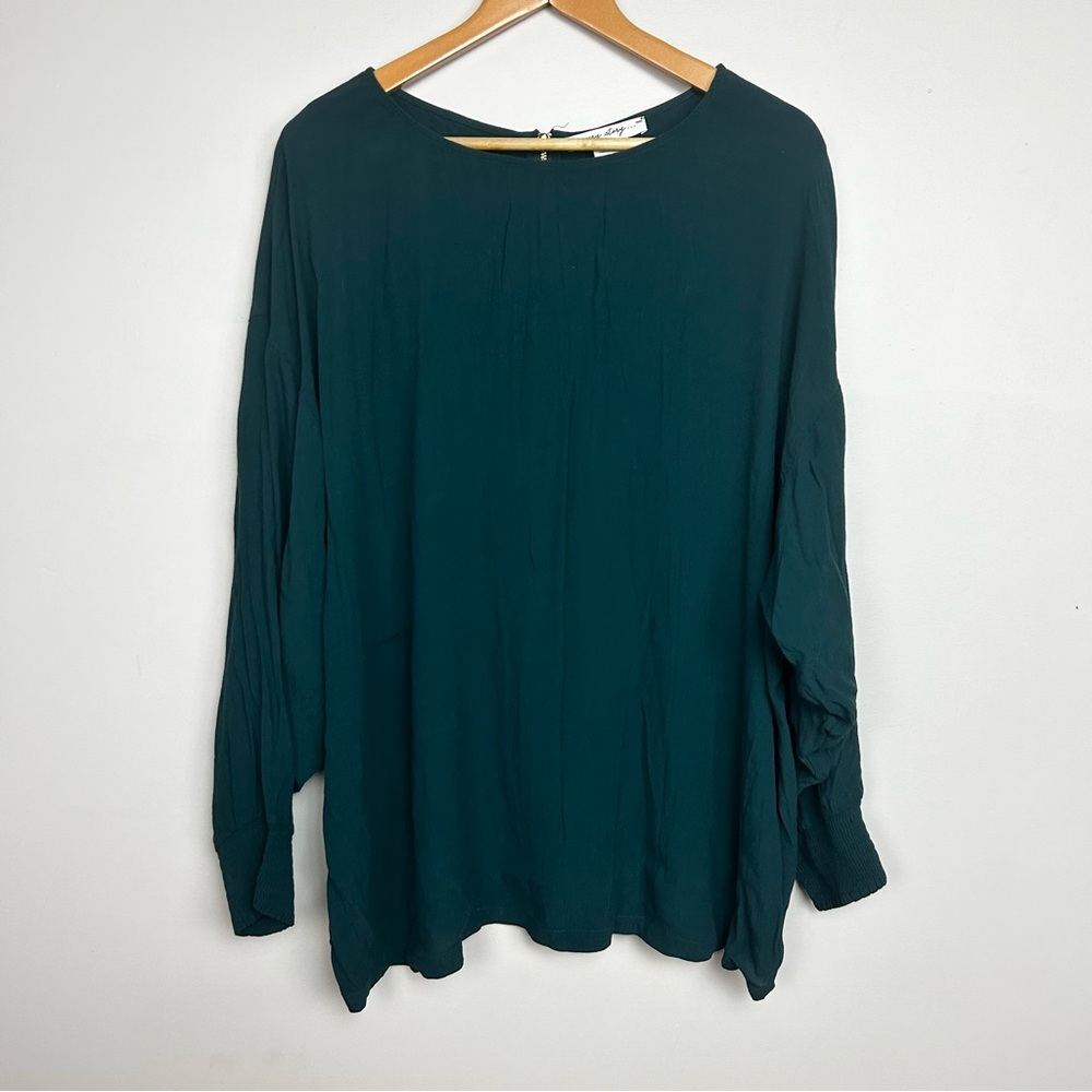 In Every Story Emerald Green Long Sleeve Blouse 2X